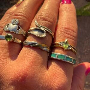 Turquoise/Peridot Sterling Silver Stacker Set
